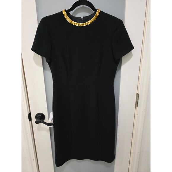 David Warren Black Dress 6 Vintage Gold Collar Sheath Classic - Picture 1 of 10